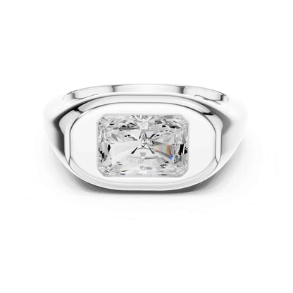 2 Carat Radiant Cut Lab Grown Diamond Bezel Set Statement Ring
