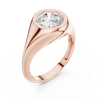 2 Carat Modern Round Cut Lab Grown Diamond Signet Ring