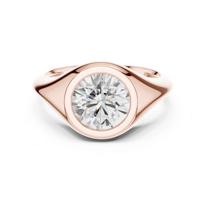 2 Carat Modern Round Cut Lab Grown Diamond Signet Ring