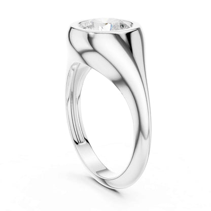 2 Carat Modern Round Cut Lab Grown Diamond Signet Ring