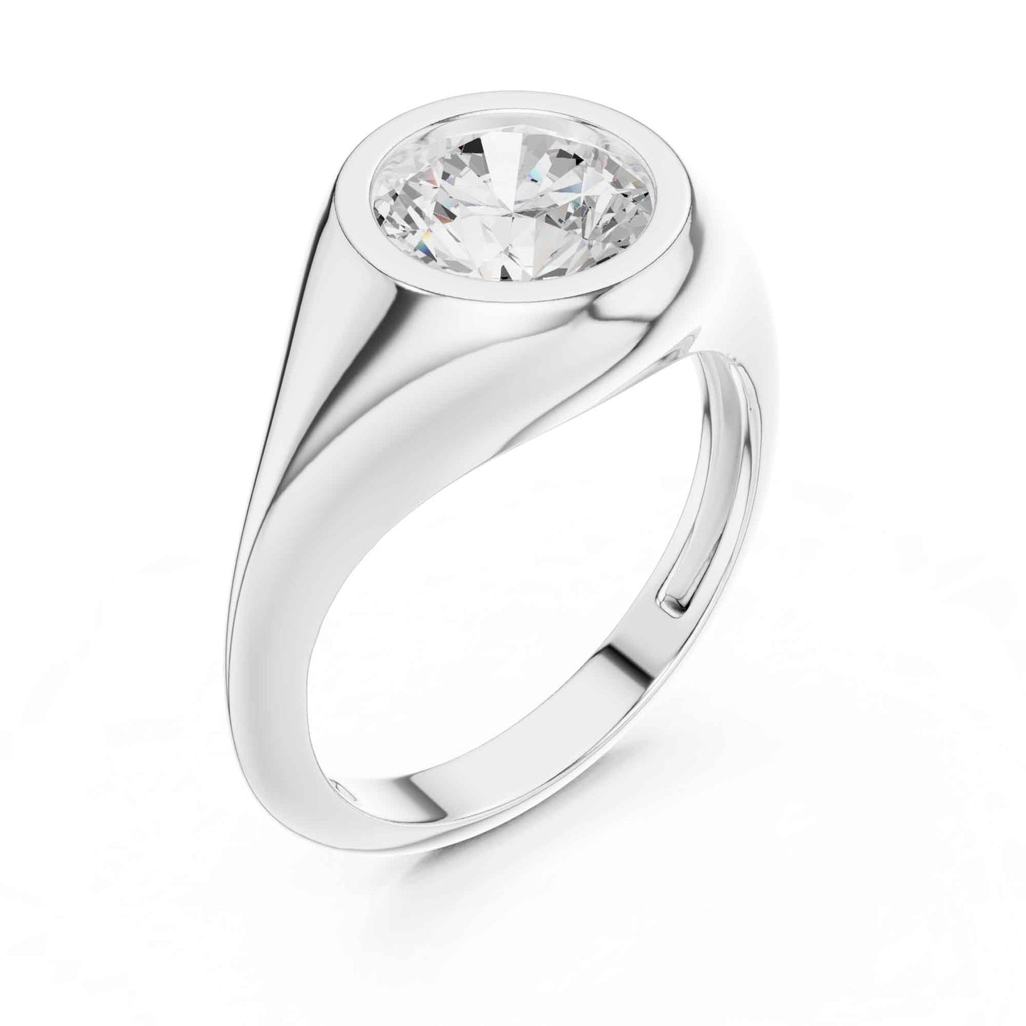 2 Carat Modern Round Cut Lab Grown Diamond Signet Ring