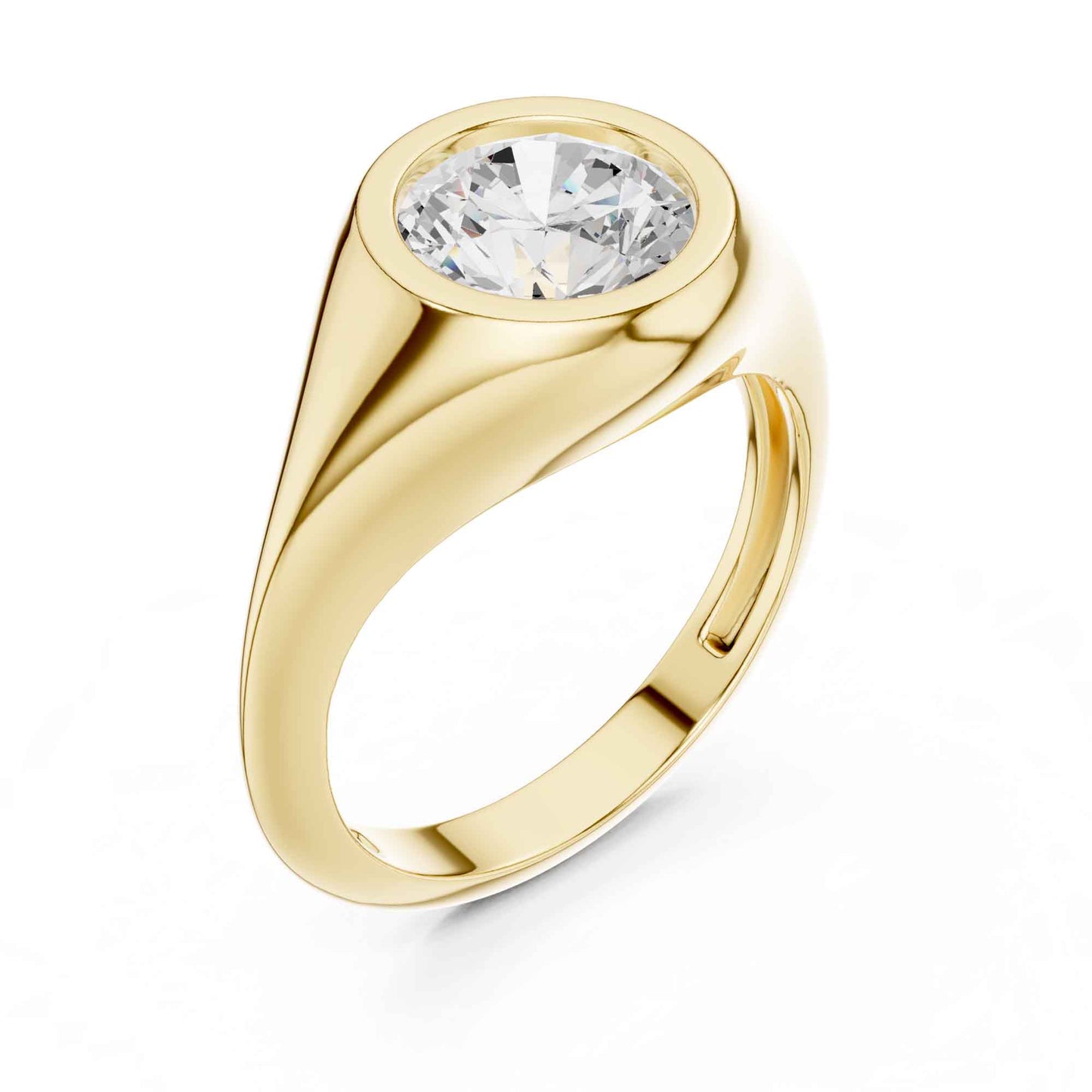 2 Carat Modern Round Cut Lab Grown Diamond Signet Ring