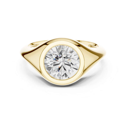 2 Carat Modern Round Cut Lab Grown Diamond Signet Ring