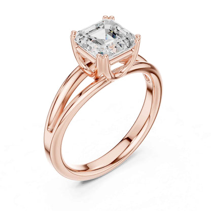 2 Carat Asscher Cut Lab Grown Diamond Split Shank Ring