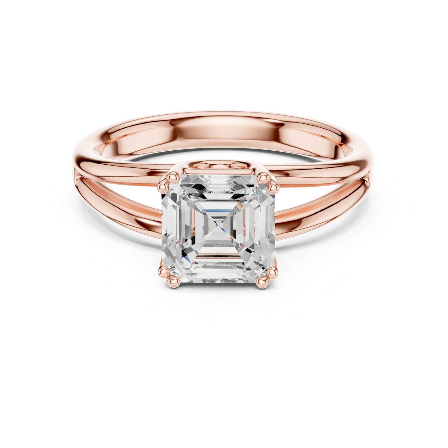 2 Carat Asscher Cut Lab Grown Diamond Split Shank Ring
