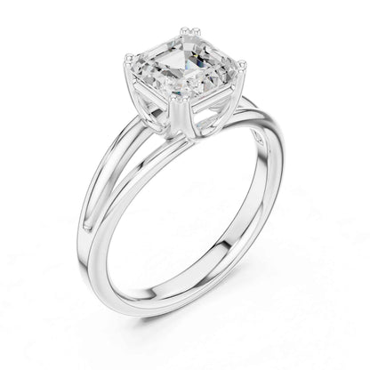 2 Carat Asscher Cut Lab Grown Diamond Split Shank Ring
