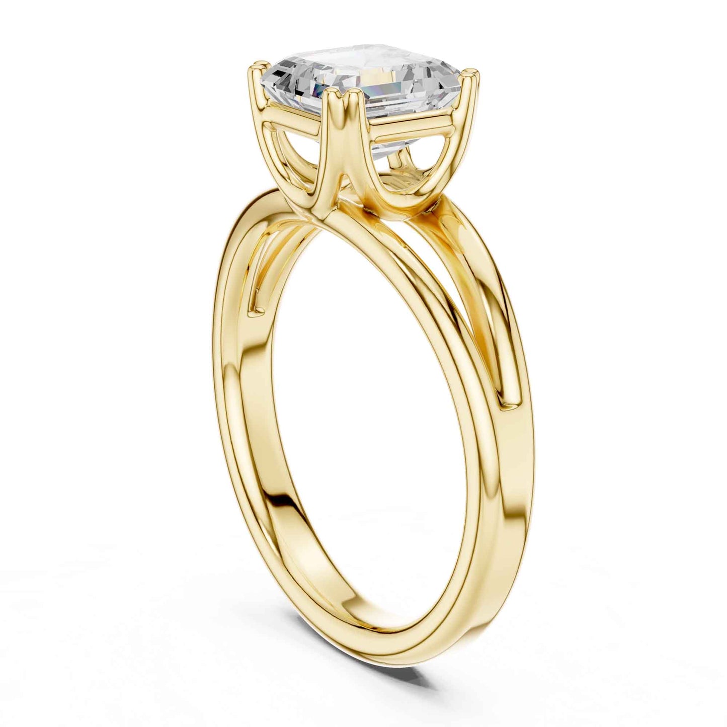 2 Carat Asscher Cut Lab Grown Diamond Split Shank Ring