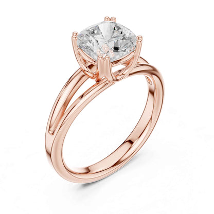 2 Carat Cushion Cut Lab Grown Diamond Split Shank Ring