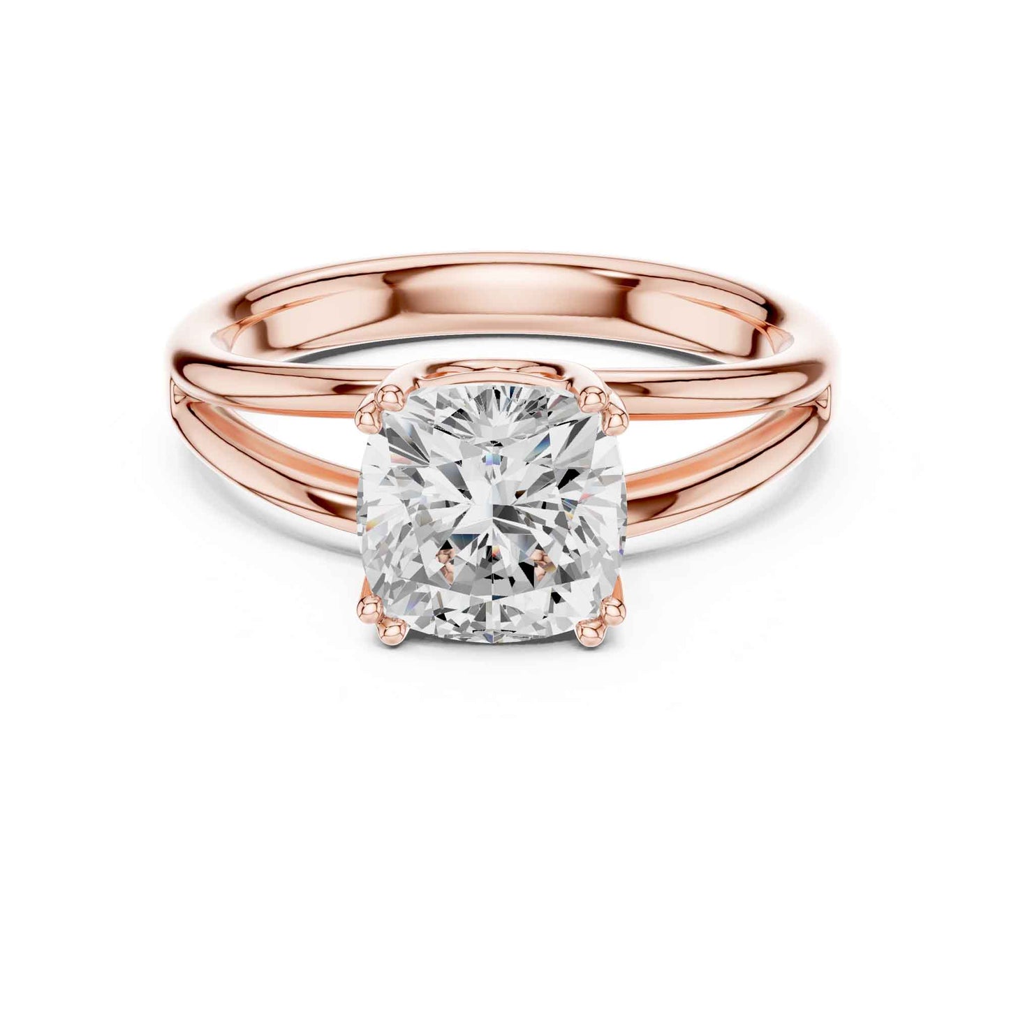 2 Carat Cushion Cut Lab Grown Diamond Split Shank Ring