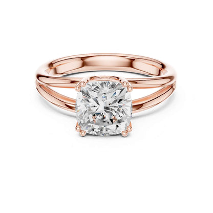 2 Carat Cushion Cut Lab Grown Diamond Split Shank Ring