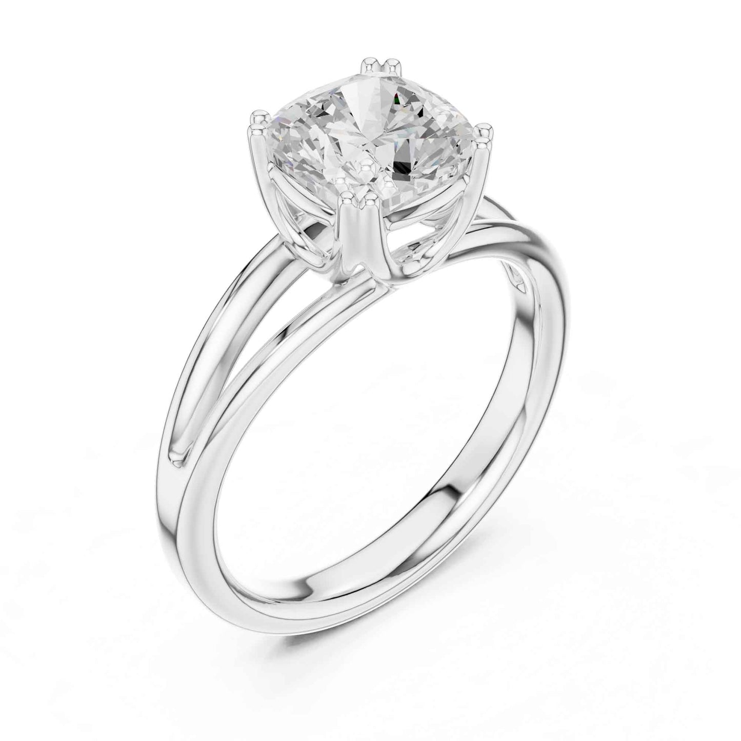 2 Carat Cushion Cut Lab Grown Diamond Split Shank Ring