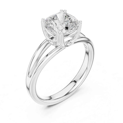 2 Carat Cushion Cut Lab Grown Diamond Split Shank Ring