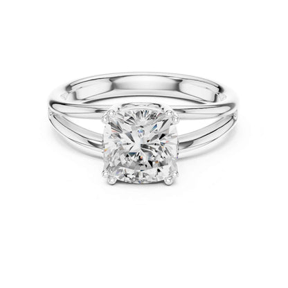 2 Carat Cushion Cut Lab Grown Diamond Split Shank Ring