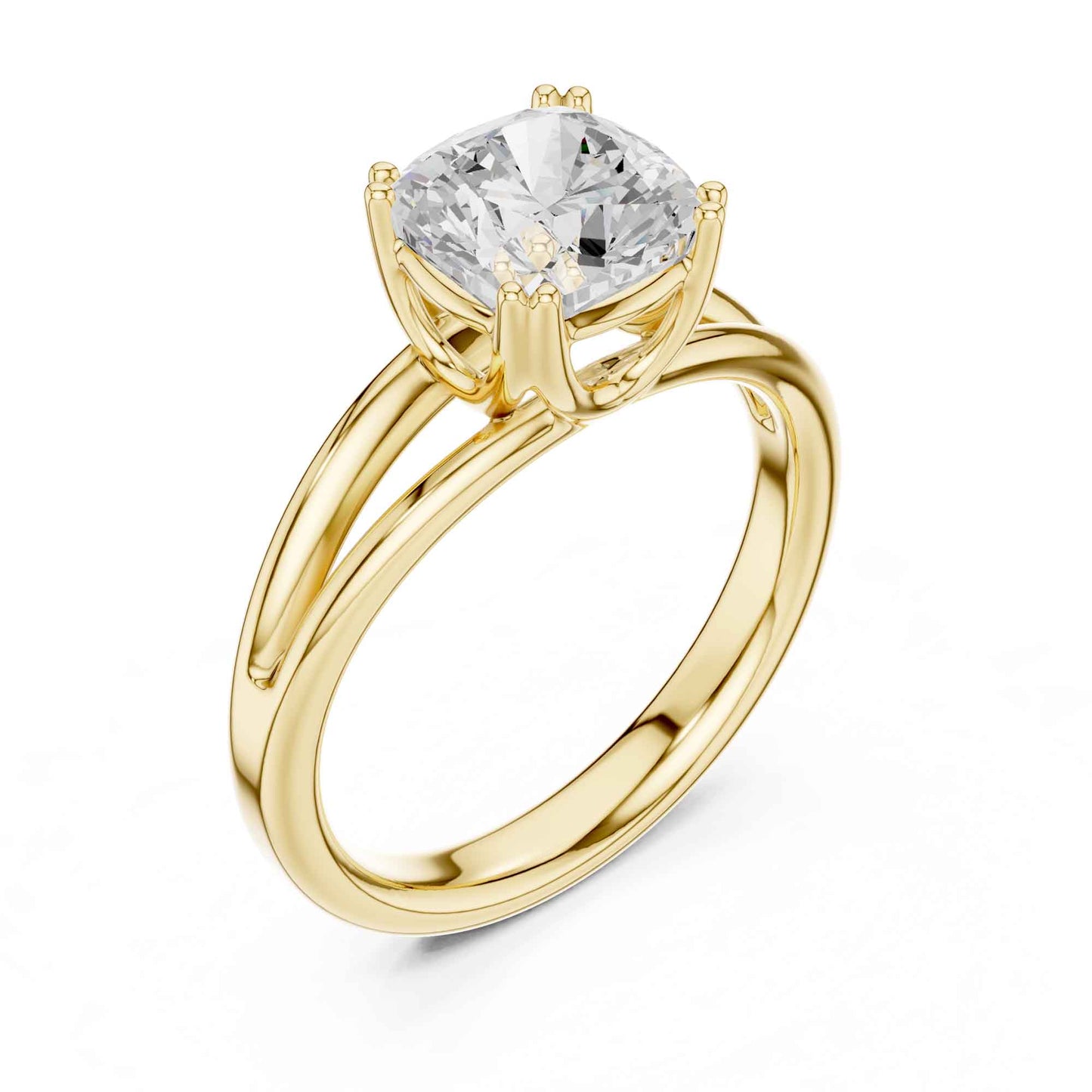 2 Carat Cushion Cut Lab Grown Diamond Split Shank Ring