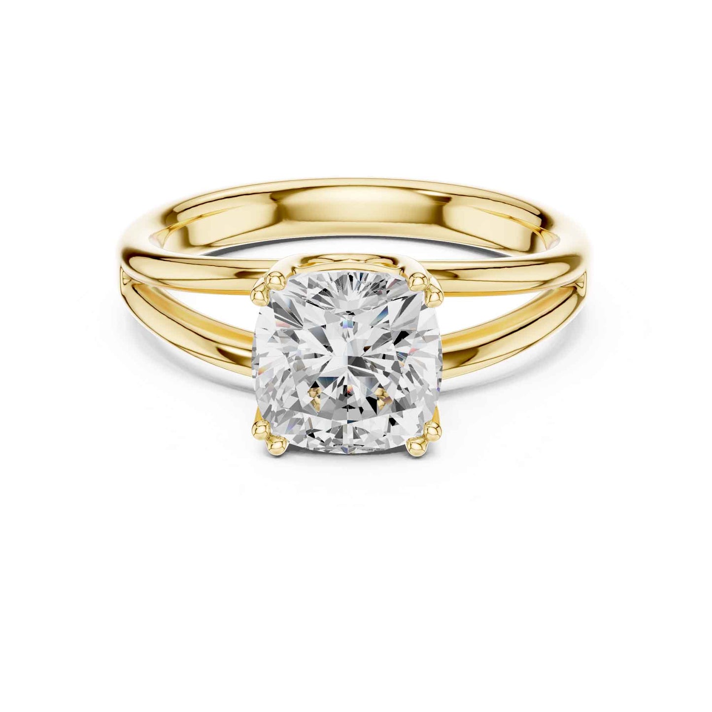 2 Carat Cushion Cut Lab Grown Diamond Split Shank Ring