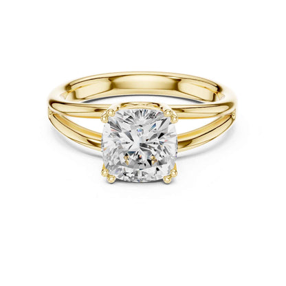 2 Carat Cushion Cut Lab Grown Diamond Split Shank Ring