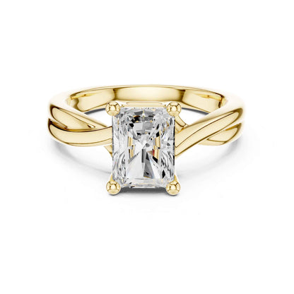 2 Carat Statement Emerald Shape Diamond Ring with Elegant Band Design