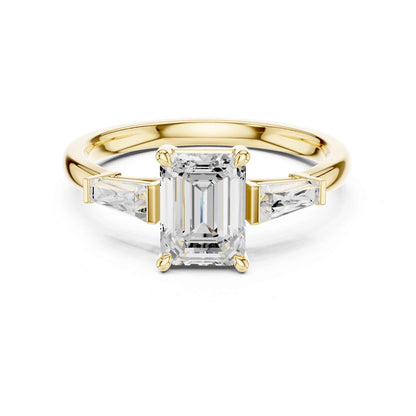 1.5 Carat Emerald Cut Lab Grown Diamond Engagement Ring with Tapered Side Stones