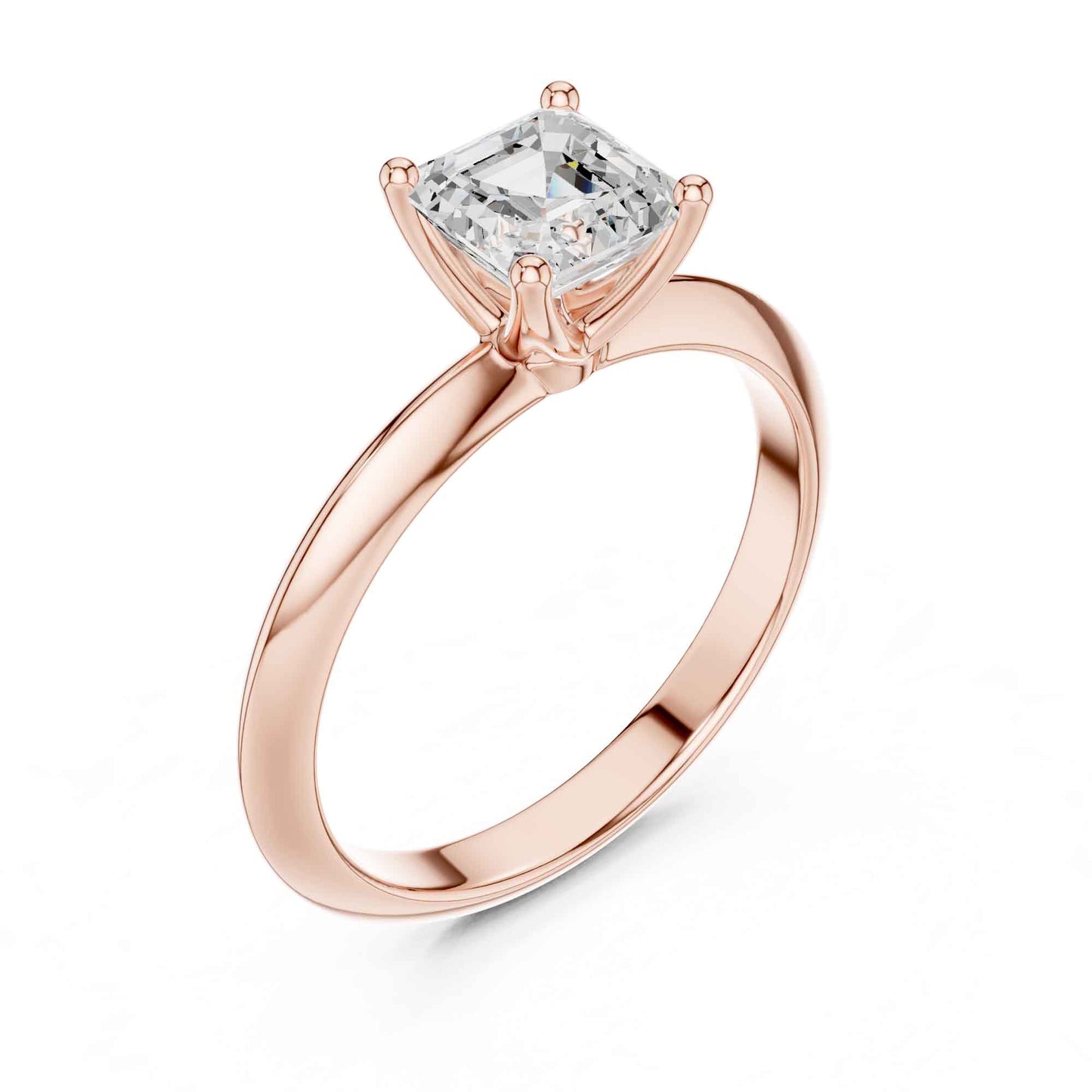 1 Carat Asscher Cut Lab Grown Diamond Solitaire Engagement Ring