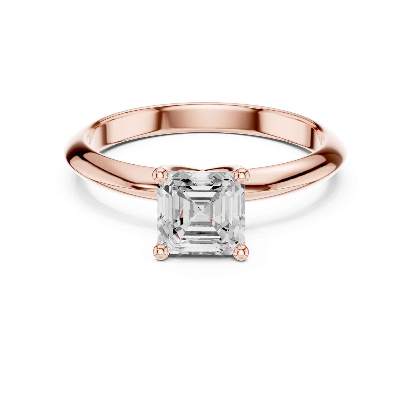 1 Carat Asscher Cut Lab Grown Diamond Solitaire Engagement Ring