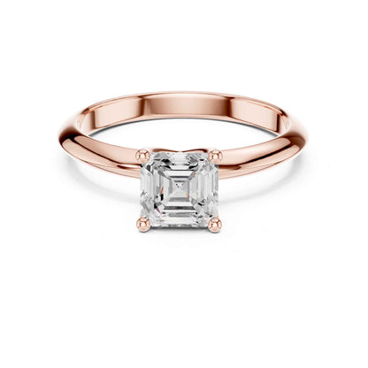 1 Carat Asscher Cut Lab Grown Diamond Solitaire Engagement Ring