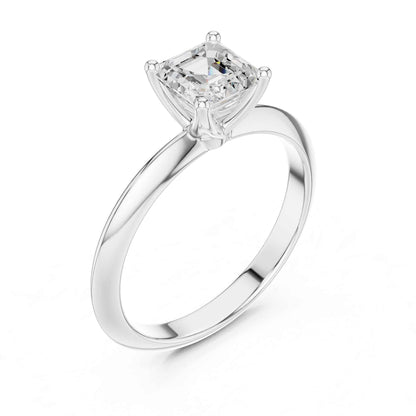 1 Carat Asscher Cut Lab Grown Diamond Solitaire Engagement Ring