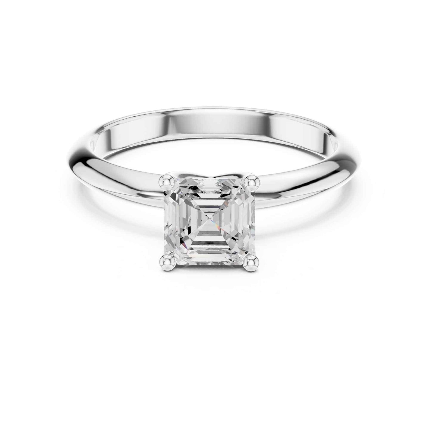 1 Carat Asscher Cut Lab Grown Diamond Solitaire Engagement Ring