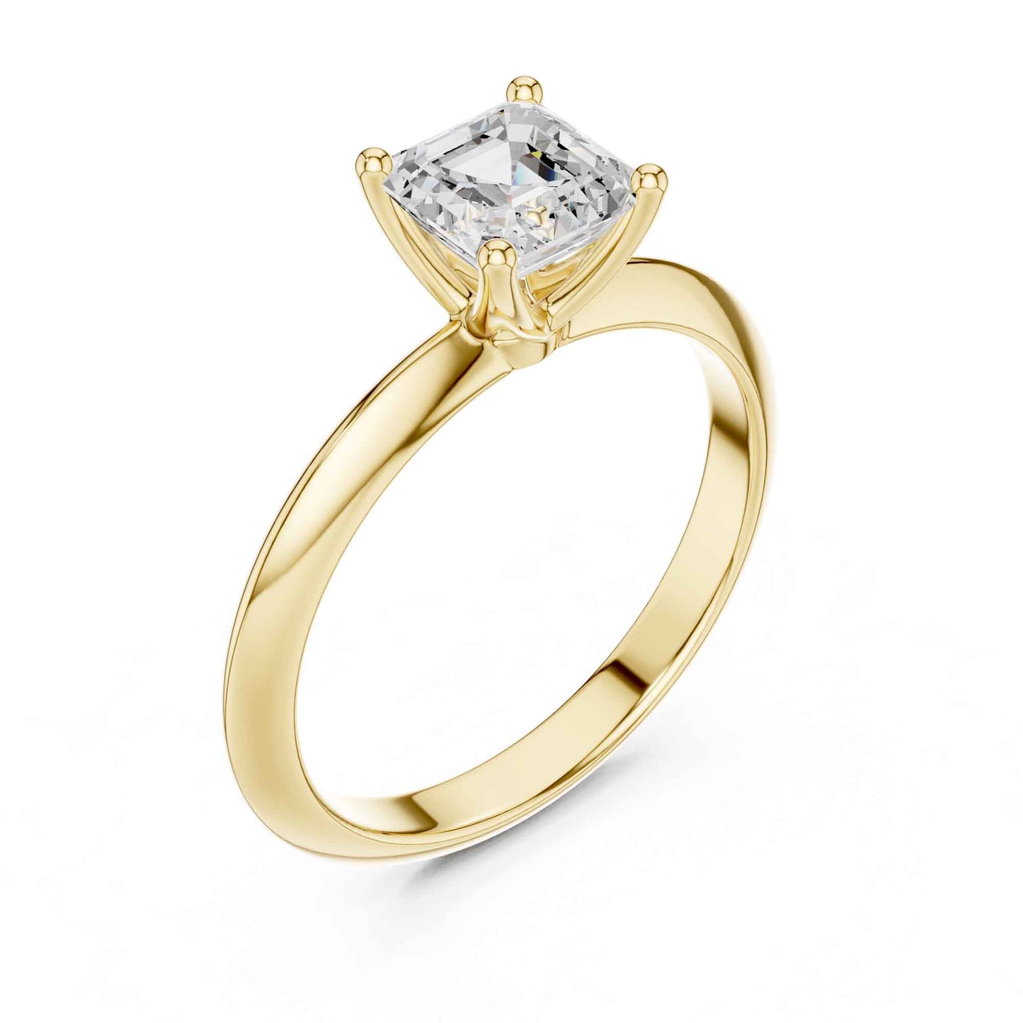 1 Carat Asscher Cut Lab Grown Diamond Solitaire Engagement Ring