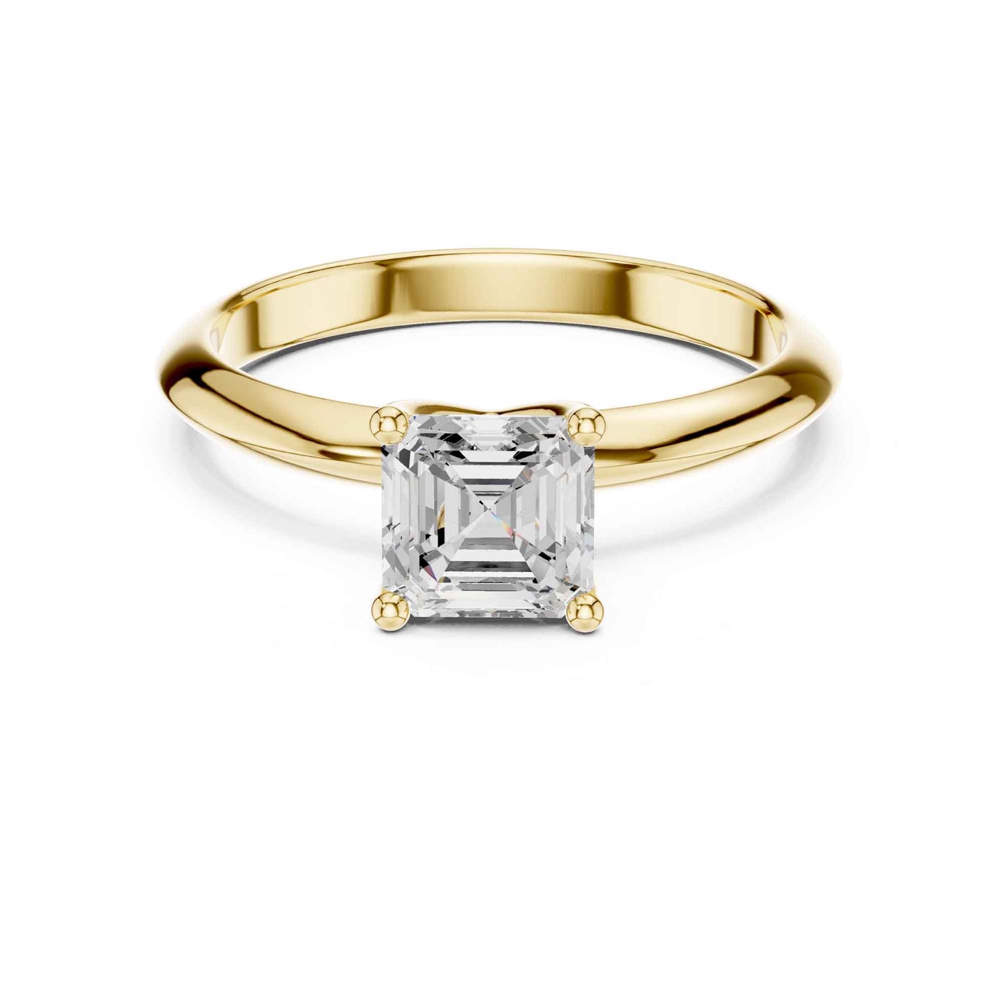 1 Carat Asscher Cut Lab Grown Diamond Solitaire Engagement Ring