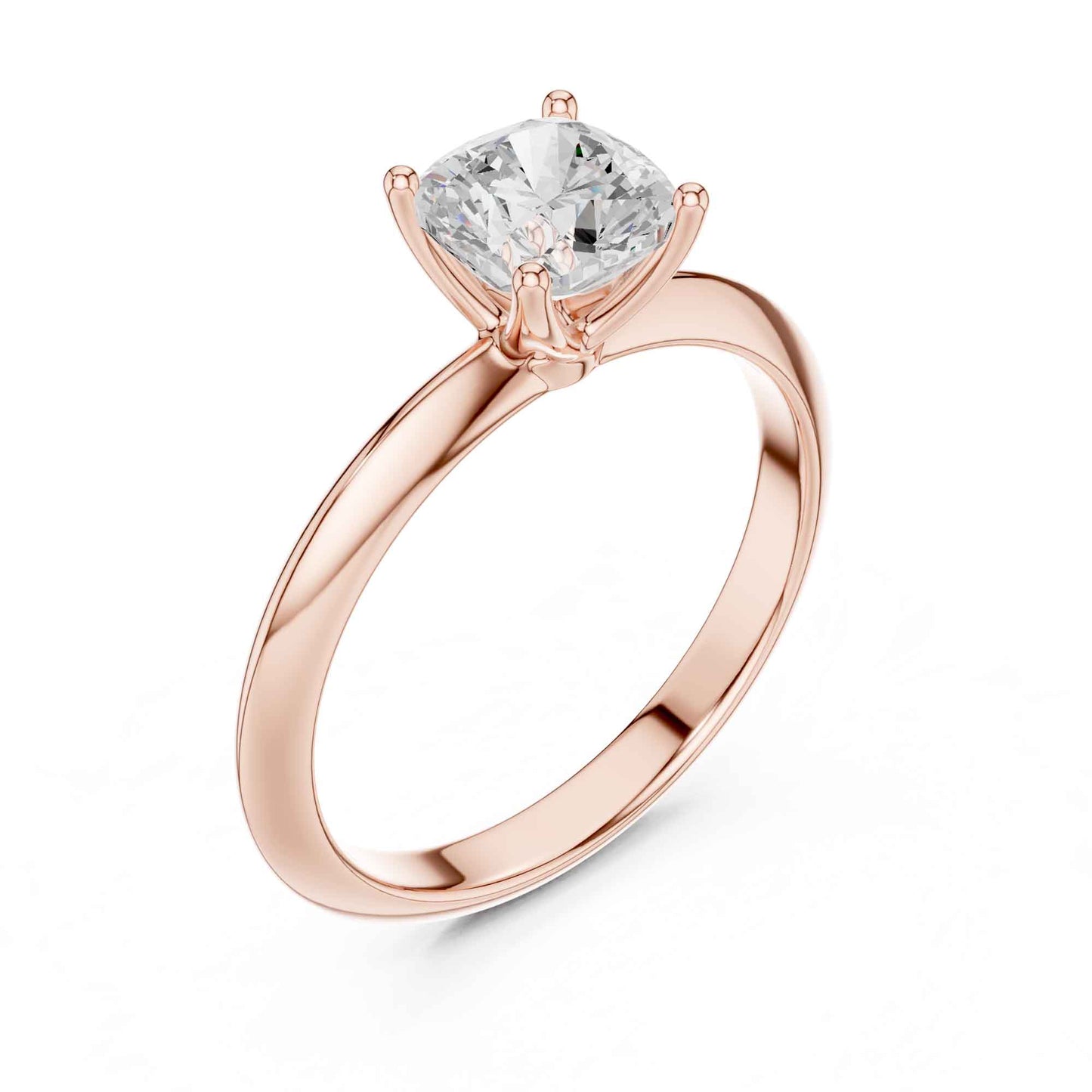 1 Carat Cushion Cut Lab Grown Diamond Solitaire Engagement Ring