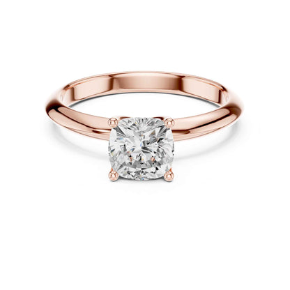 1 Carat Cushion Cut Lab Grown Diamond Solitaire Engagement Ring