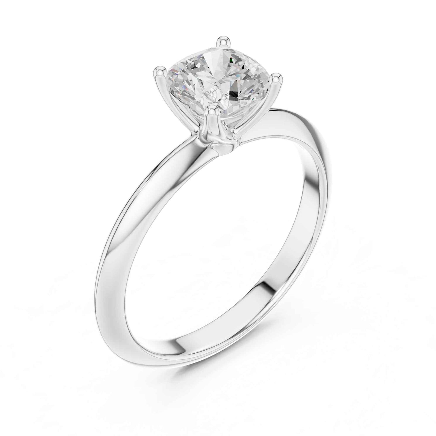 1 Carat Cushion Cut Lab Grown Diamond Solitaire Engagement Ring