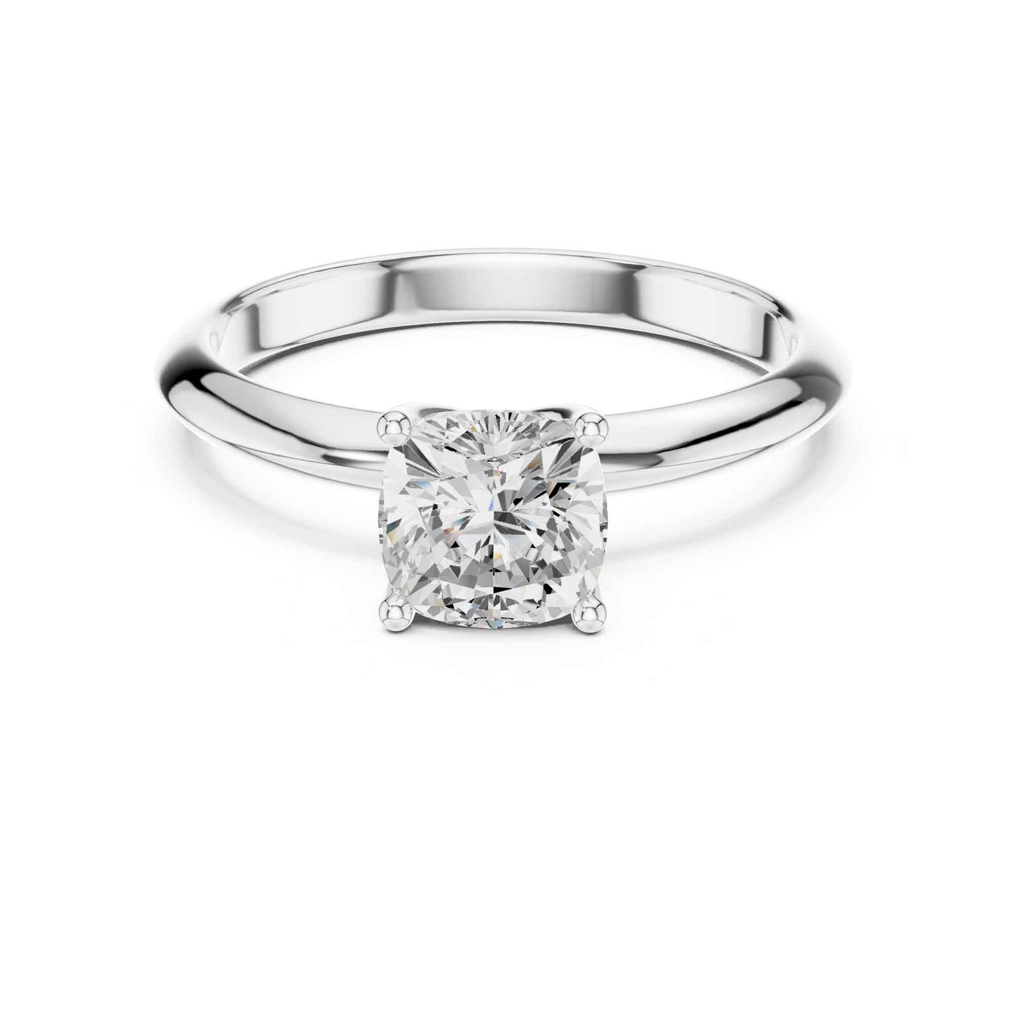 1 Carat Cushion Cut Lab Grown Diamond Solitaire Engagement Ring