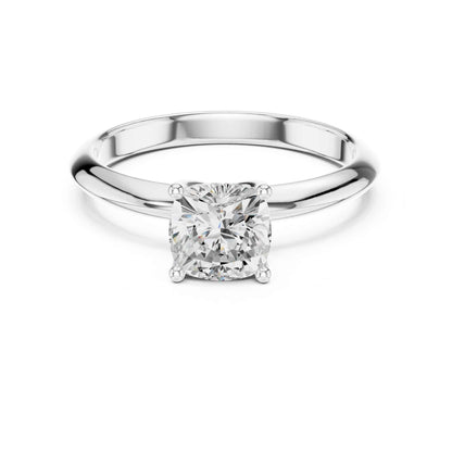 1 Carat Cushion Cut Lab Grown Diamond Solitaire Engagement Ring