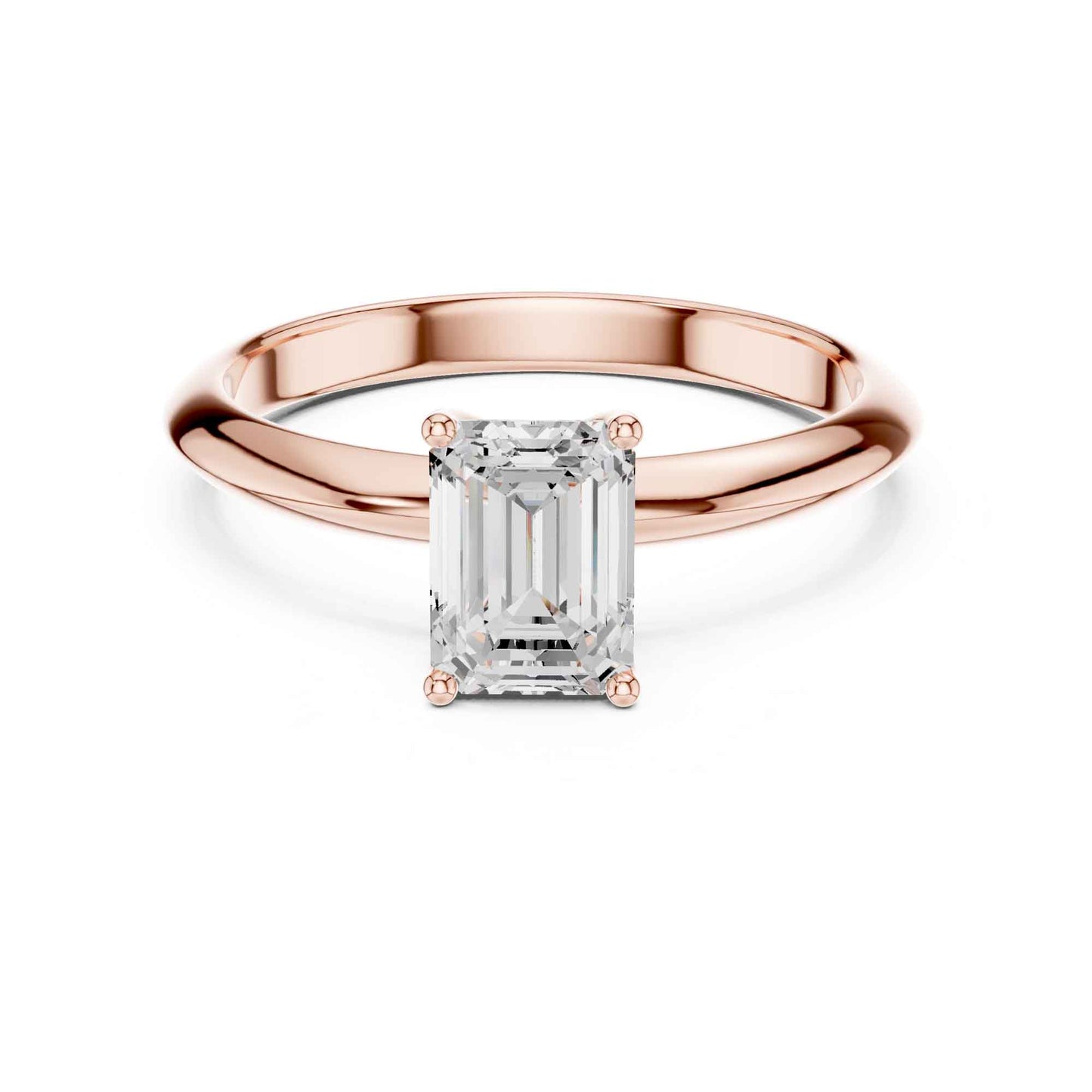 1 Carat Emerald Cut Lab Grown Diamond Solitaire Engagement Ring