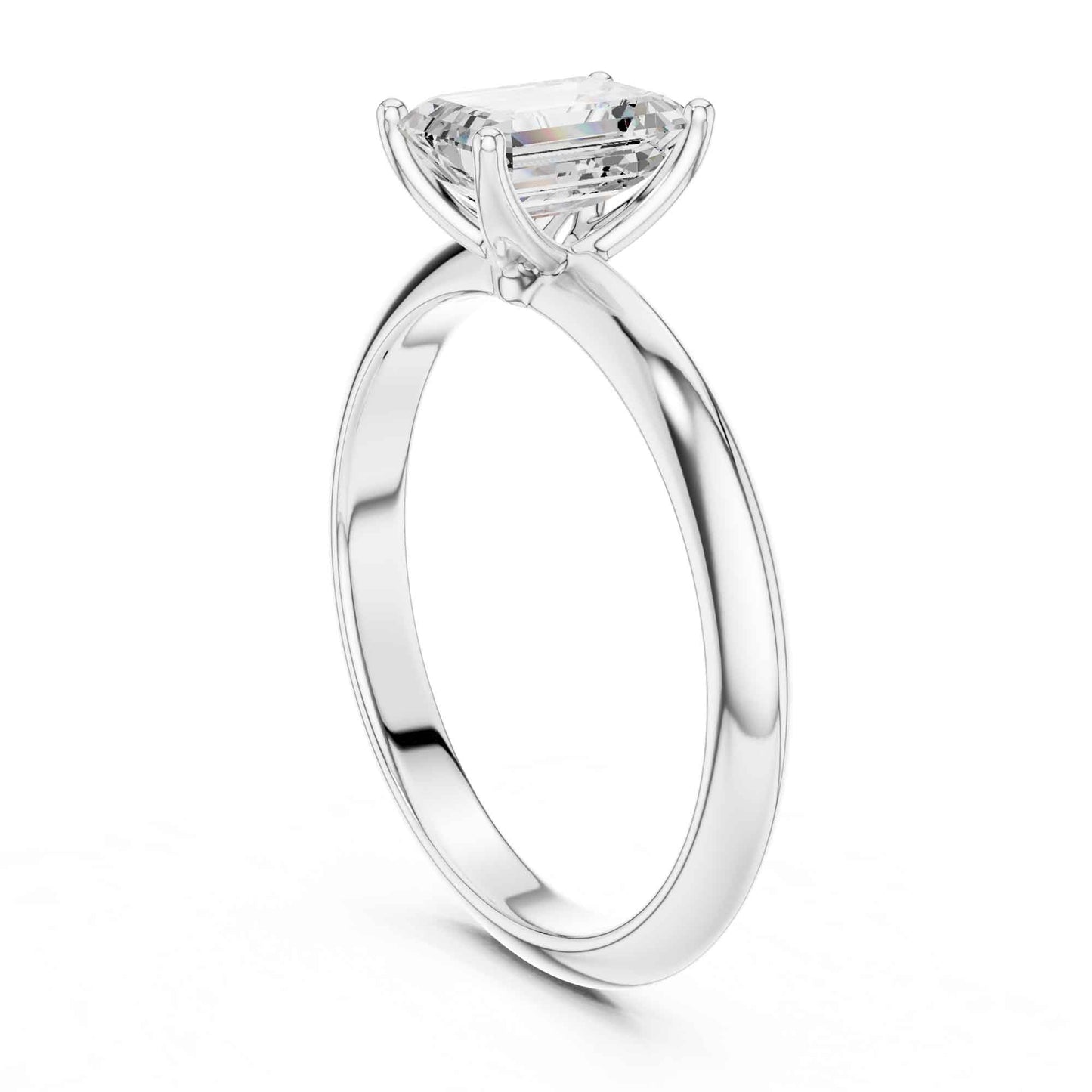1 Carat Emerald Cut Lab Grown Diamond Solitaire Engagement Ring