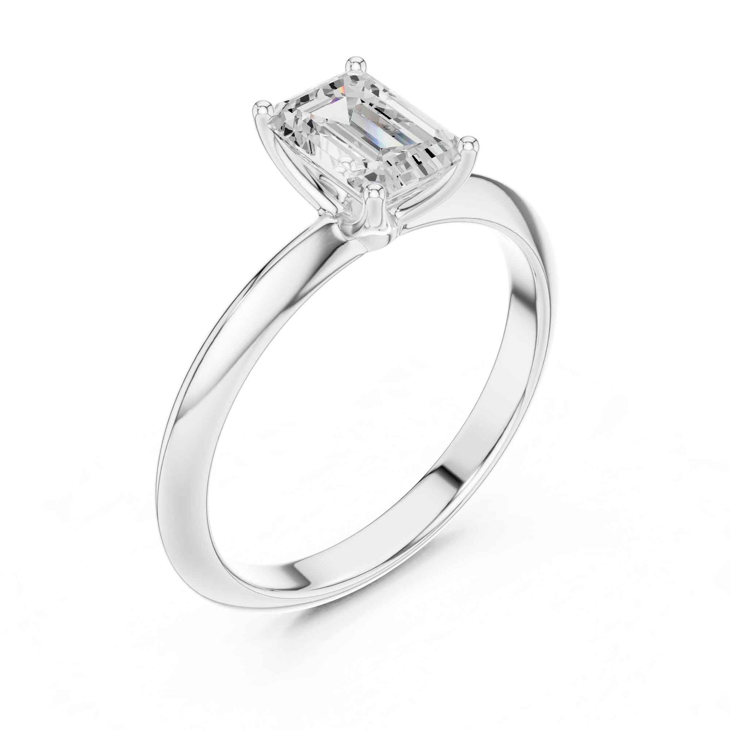 1 Carat Emerald Cut Lab Grown Diamond Solitaire Engagement Ring