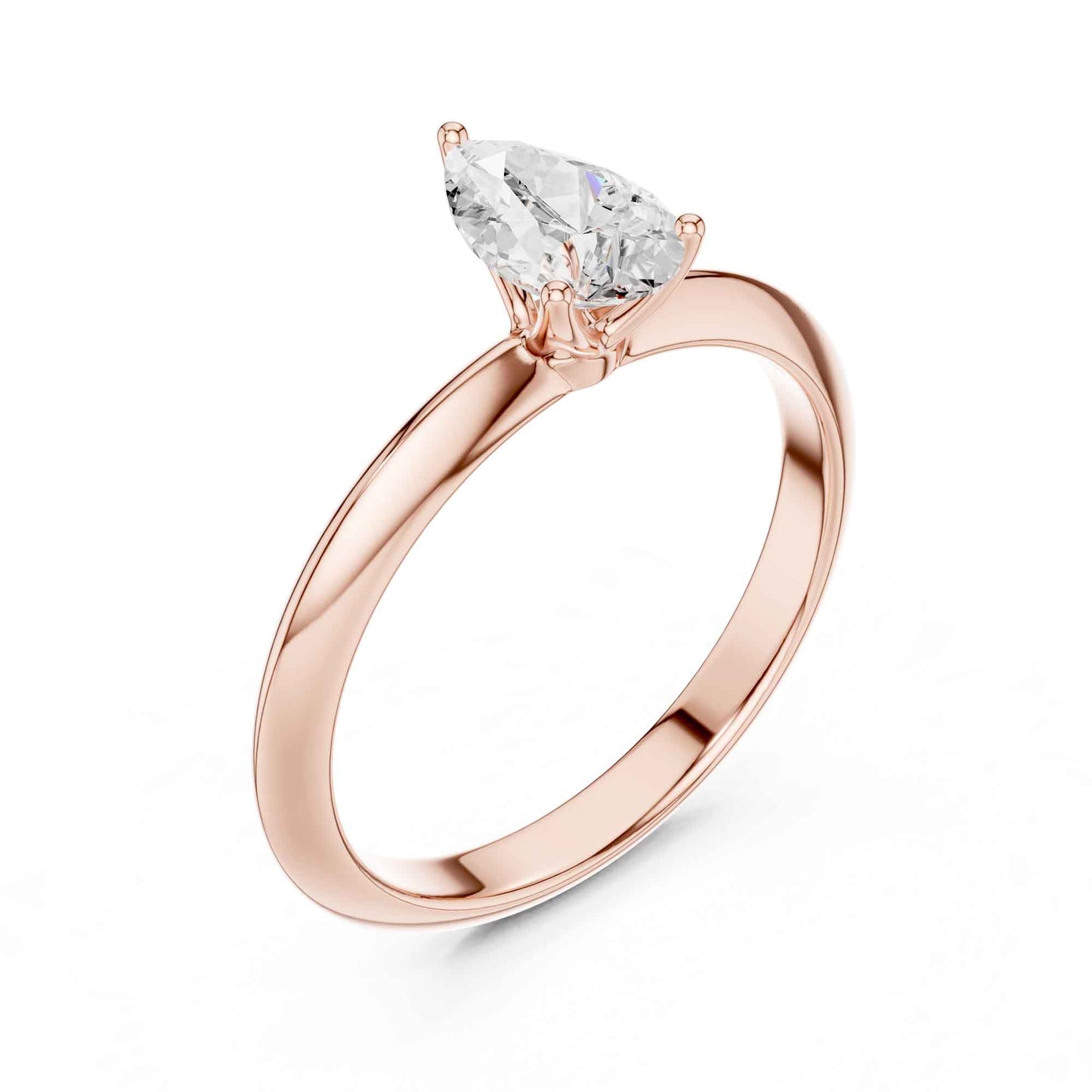 1 Carat Pear Cut Lab Grown Diamond Solitaire Engagement Ring