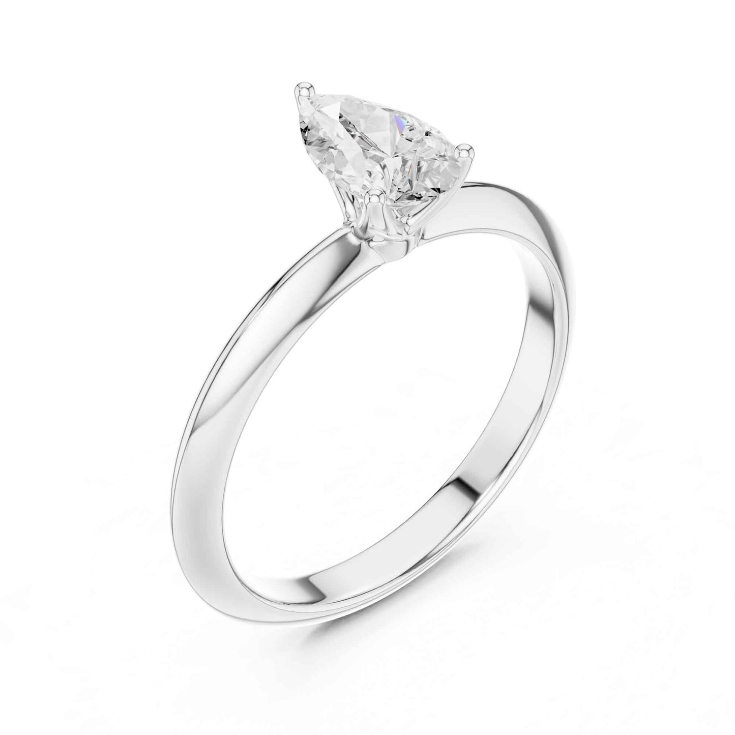 1 Carat Pear Cut Lab Grown Diamond Solitaire Engagement Ring