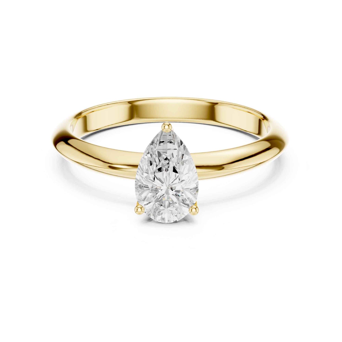 1 Carat Pear Cut Lab Grown Diamond Solitaire Engagement Ring