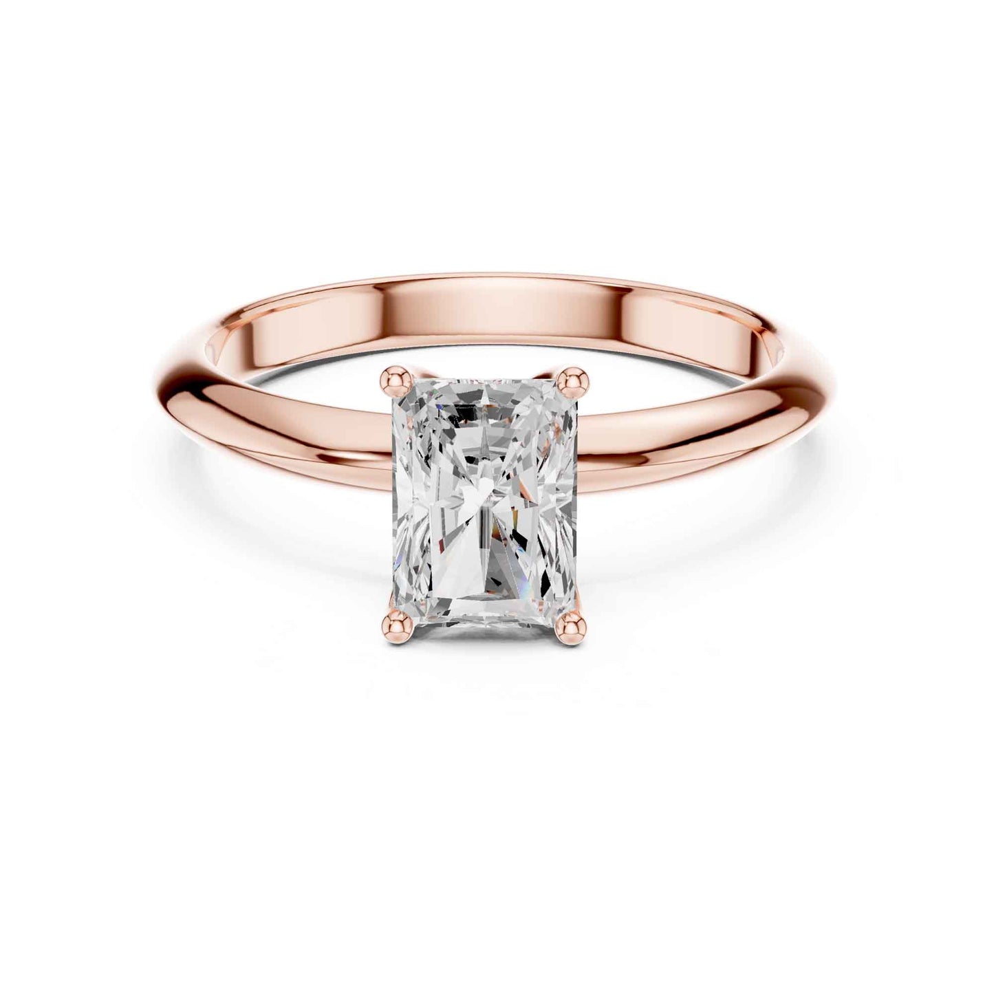 1 Carat Radiant Cut Lab Grown Diamond Solitaire Engagement Ring