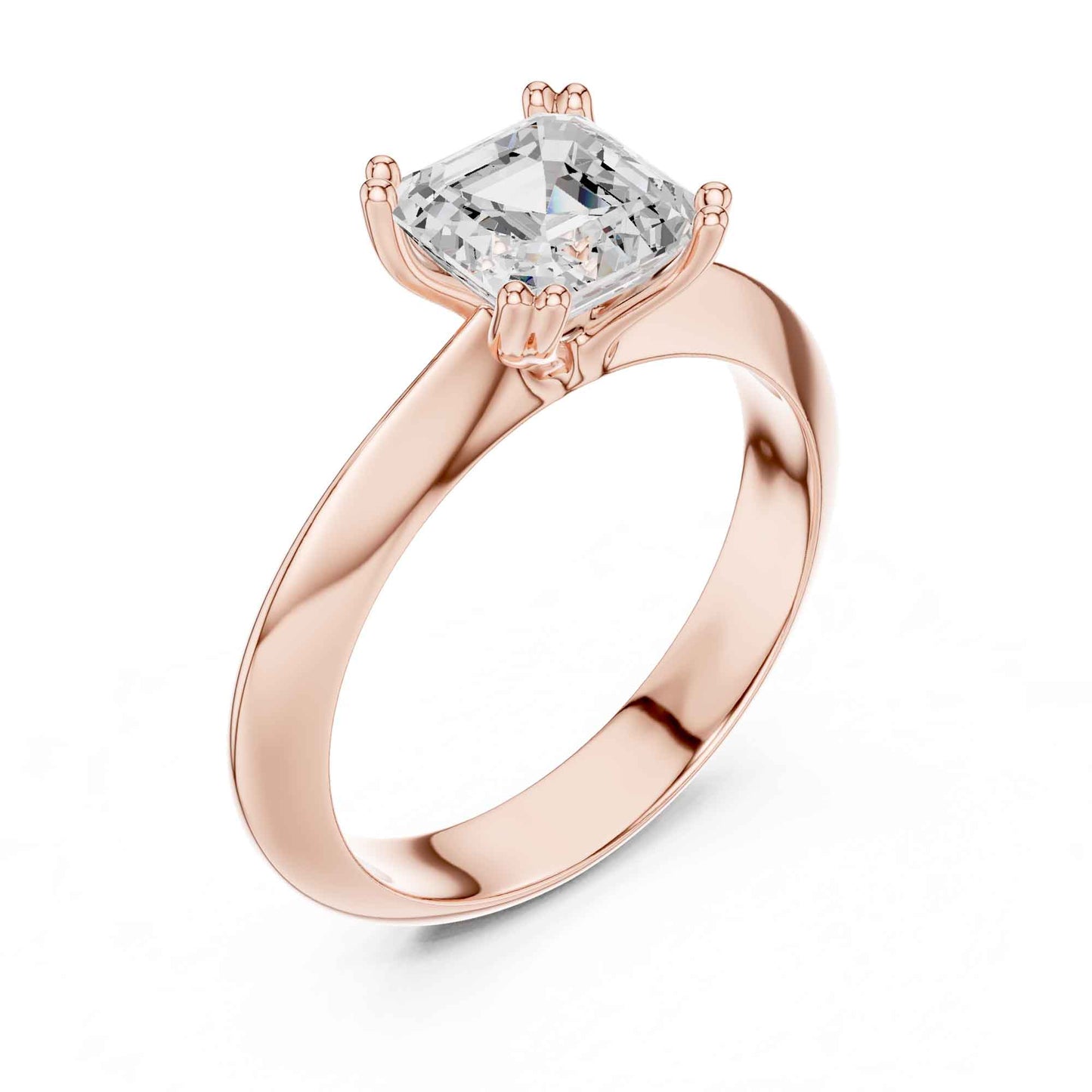 1.5 Carat Asscher Cut Lab Grown Diamond Solitaire Engagement Ring