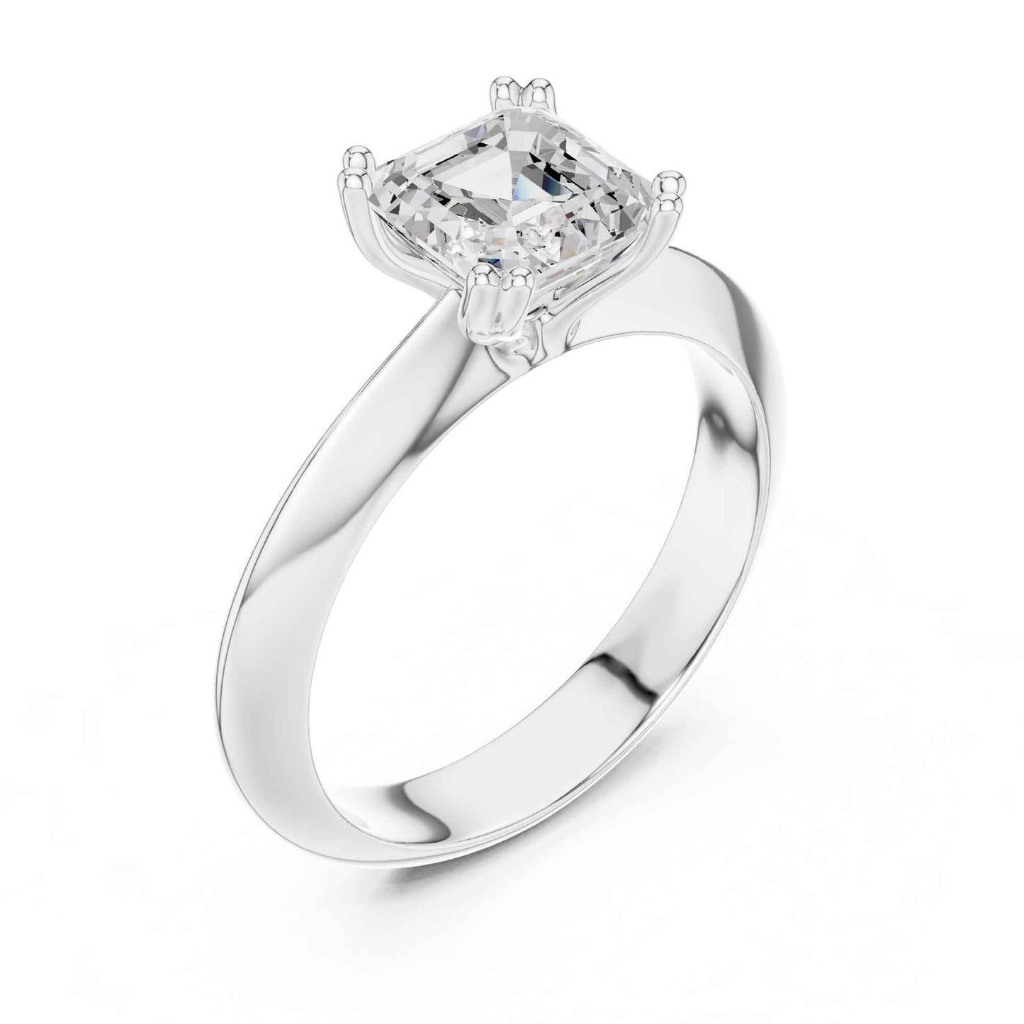 1.5 Carat Asscher Cut Lab Grown Diamond Solitaire Engagement Ring