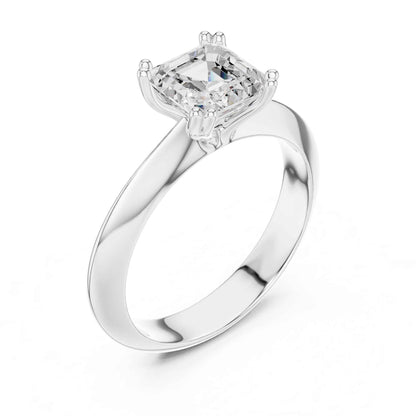 1.5 Carat Asscher Cut Lab Grown Diamond Solitaire Engagement Ring
