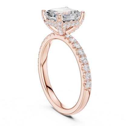 2 Carat Asscher Cut Lab Grown Diamond Pavé Engagement Ring