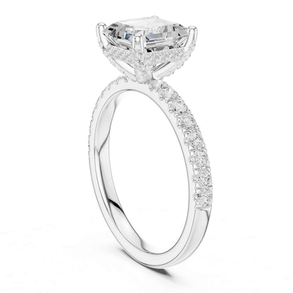 2 Carat Asscher Cut Lab Grown Diamond Pavé Engagement Ring