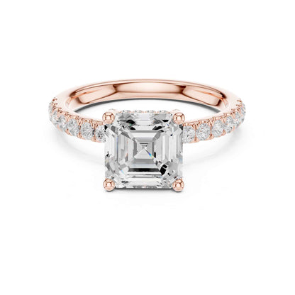 2 Carat Asscher Cut Lab Grown Diamond Pavé Engagement Ring