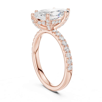 2 Carat Marquise Cut Lab Diamond Engagement Ring  Pavé Setting