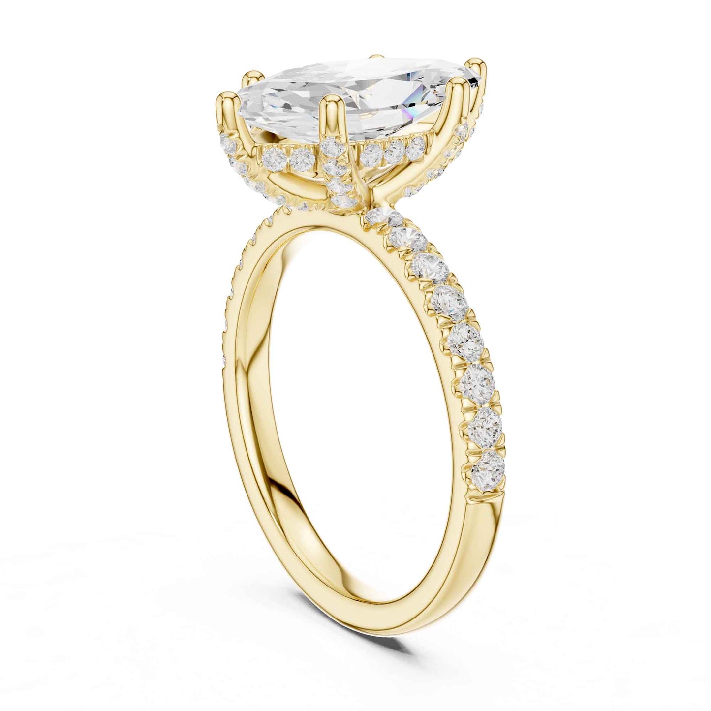 2 Carat Marquise Cut Lab Diamond Engagement Ring  Pavé Setting