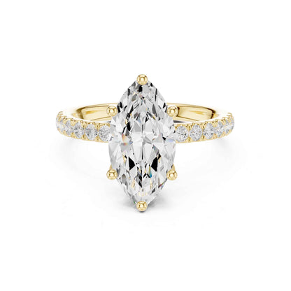 2 Carat Marquise Cut Lab Diamond Engagement Ring  Pavé Setting